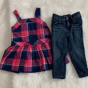 Tommy Hilfiger Kids Dark Blue Denim & Dress  Set 12-18 months